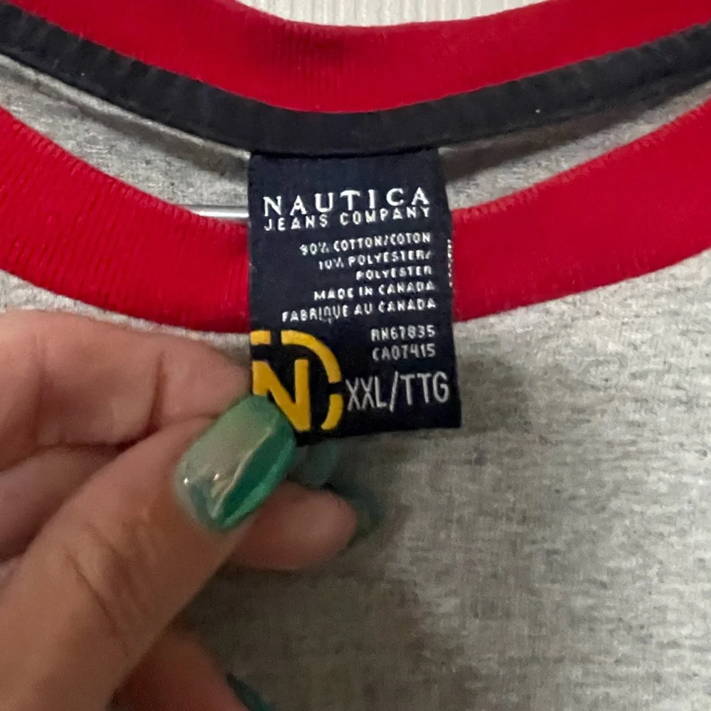 Men’s Náutica Long Sleeve Shirt Red/Grey/ with Black Stitching Size 2Xl - Picture 3 of 4